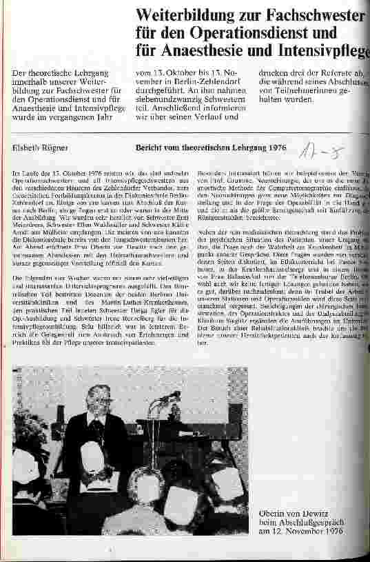 Vorschauseite 1: Bericht vom theoretischen Lehrgang 1976