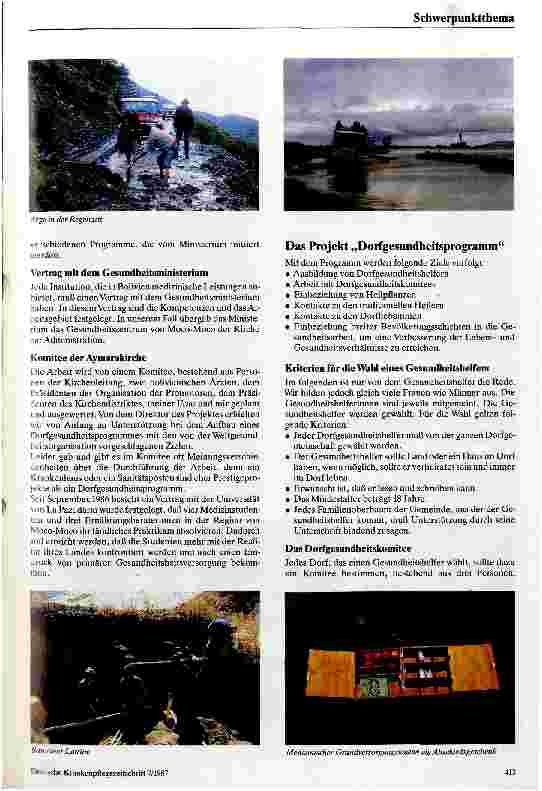 Vorschauseite 3: Aufbau eines Dorfgesundheitsprogrammes in Bolivien