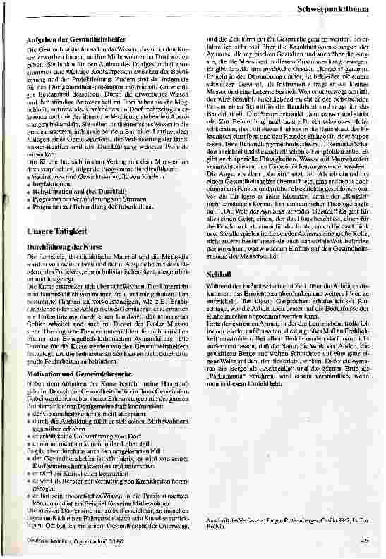 Vorschauseite 5: Aufbau eines Dorfgesundheitsprogrammes in Bolivien