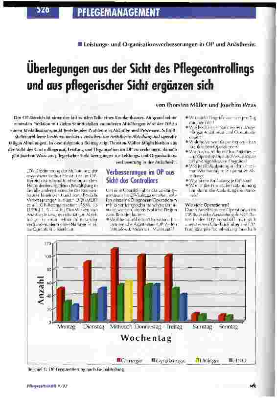 Vorschauseite 1: Leistungsund Organisationsverbesserungen in OP und Anästhesie: Überlegungen aus der Sicht des Pflegecontrollings und aus pflegerischer Sicht ergänzen sich