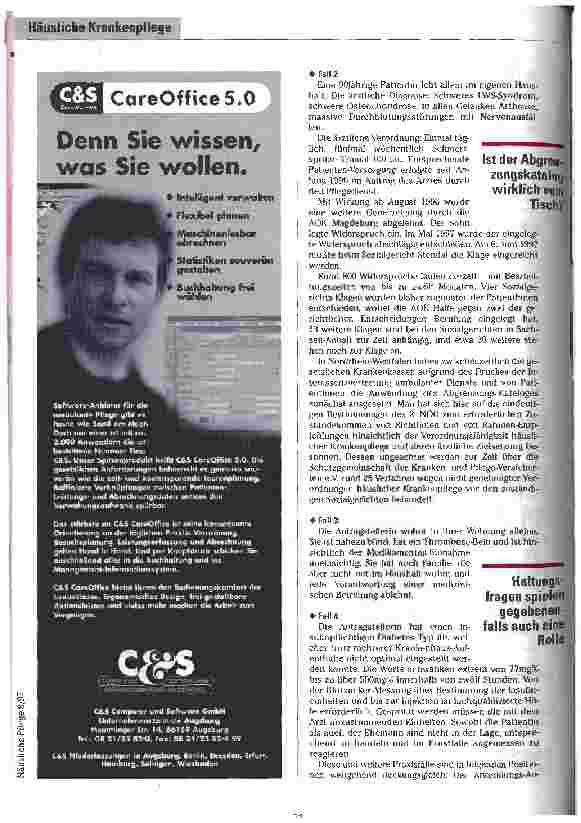 Vorschauseite 4: Wer sich nicht engagert, hat morgen schlechtere Karten Das Vorgehen der Kassen bei der Häuslichen Krankenpflege zwingt zum Handeln - Ein Blick zurück in die Zukunft eines partners…