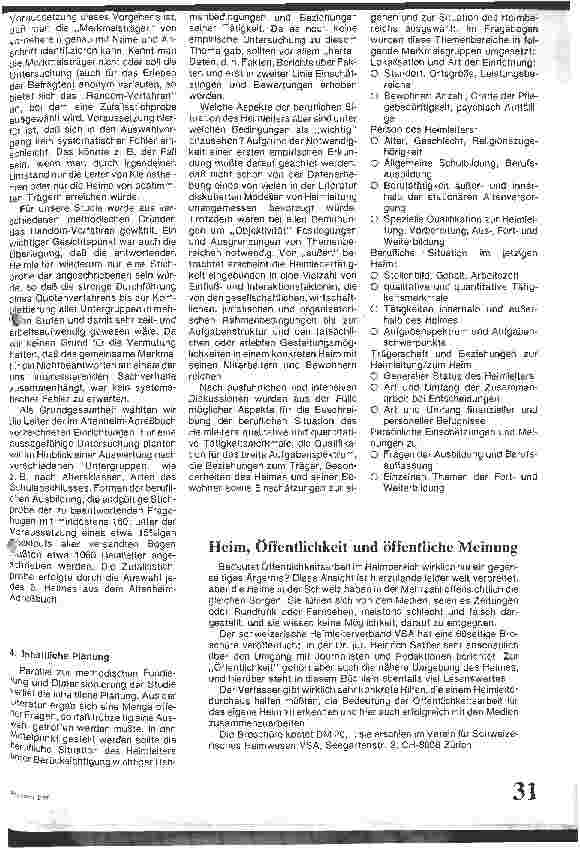 Vorschauseite 2: Heimleiteranalyse/Entwicklung, Durchführung und Auswertung der Studie zur beruflichen Situation der Leiter(innen) stationärer Einrichtg.
