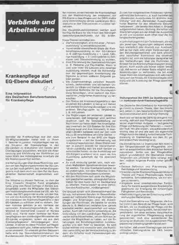 Vorschauseite 1: Krankenpflege auf EG-Ebene diskutiert
