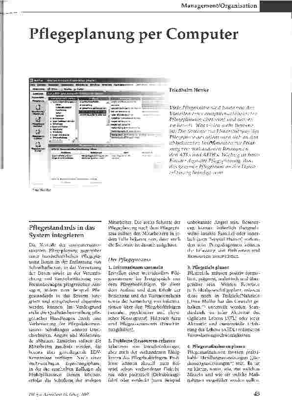 Vorschauseite 1: Pflegeplanung per Computer