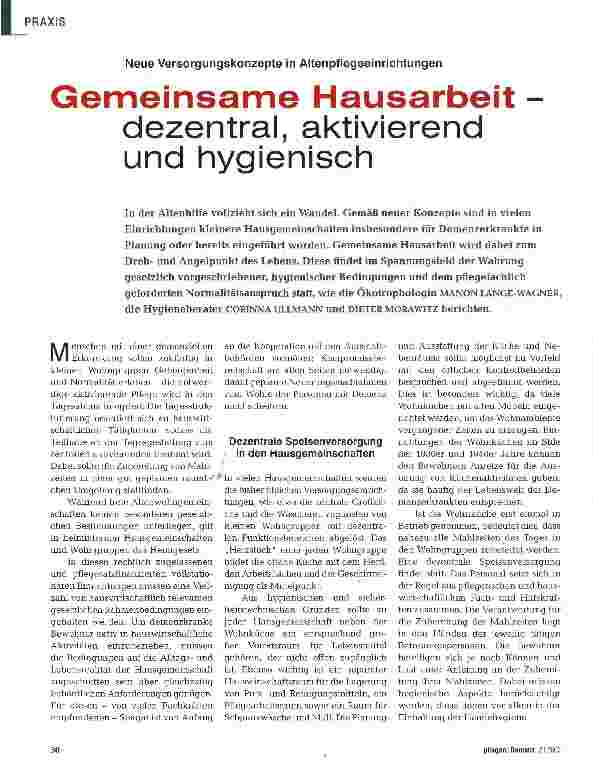 Vorschauseite 1: Gemeinsame Hausarbeit dezentral, aktivierend und hygienisch