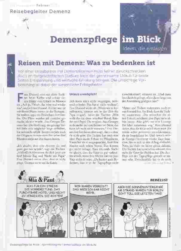 Vorschauseite 1: Reisen mit Demenz: Was zu bedenken ist