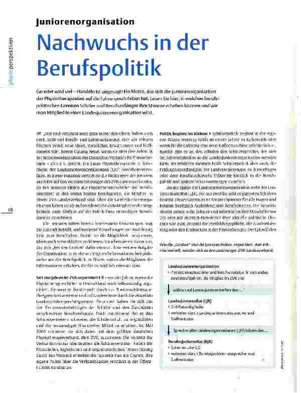 Vorschauseite 1: Juniorenorganisation Nachwuchs in der Berufspolitik