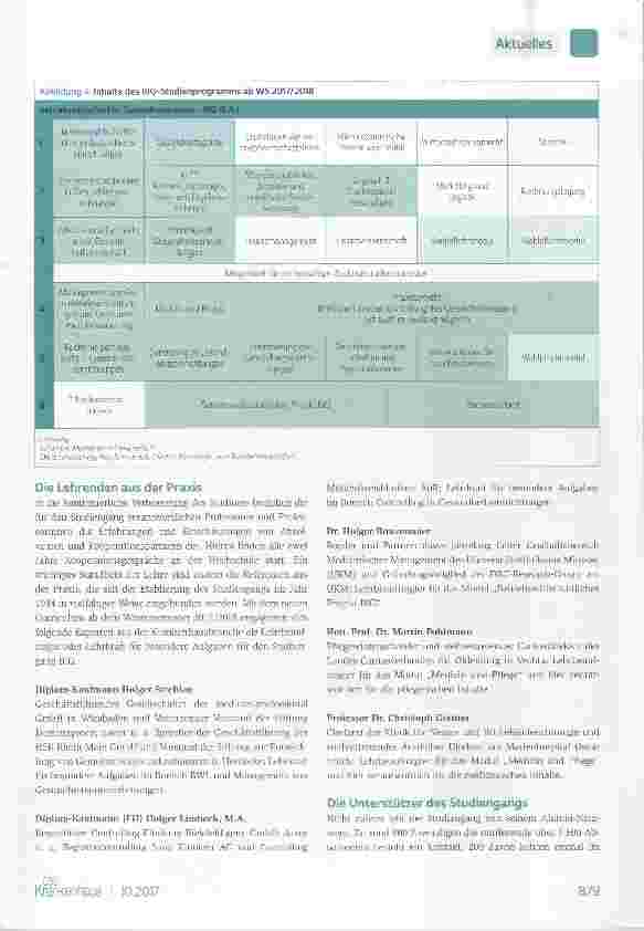 Vorschauseite 4: Hochschule und Studium Der Studiengang Betriebswirtschaft im Gesundheitswesen, B.A. (BIG) an der Hochschule Osnabrück