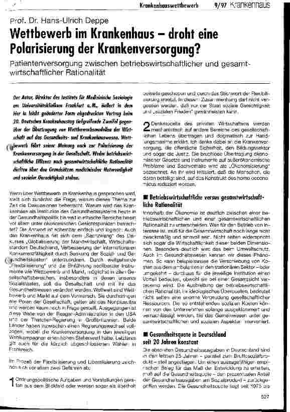 Vorschauseite 1: Wettbewerb im Krankenhaus - droht eine Polarisierung der Krankenversorgung? Patientenversorgung zwischen betriebswirtschaftlicher und gesamtwirtschaftlicher Rationalität