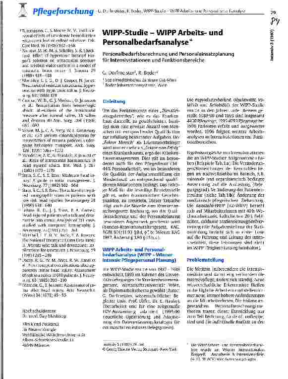 Vorschauseite 1: WIPP-Studie - WIPP Arbeitsund Personalbedarfsanalyse