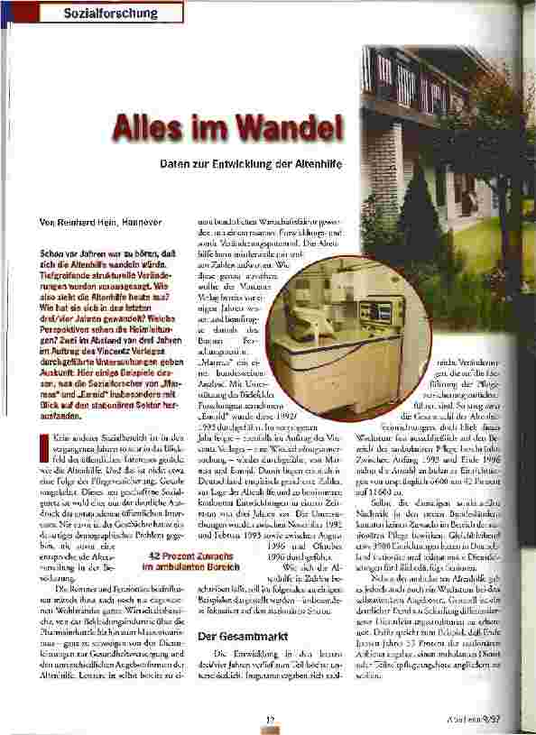 Vorschauseite 1: Alles im Wandel Daten zur Entwicklung der Altenhilfe