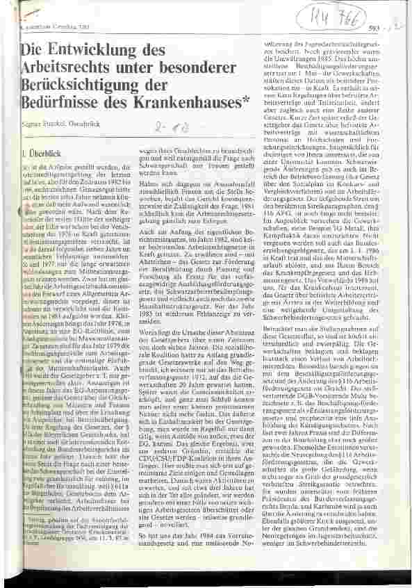 Vorschauseite 1: Die Entwicklung des Arbeitsrechts unter besonderer Berücksichtigung der Bedürfnisse des Krankenhauses