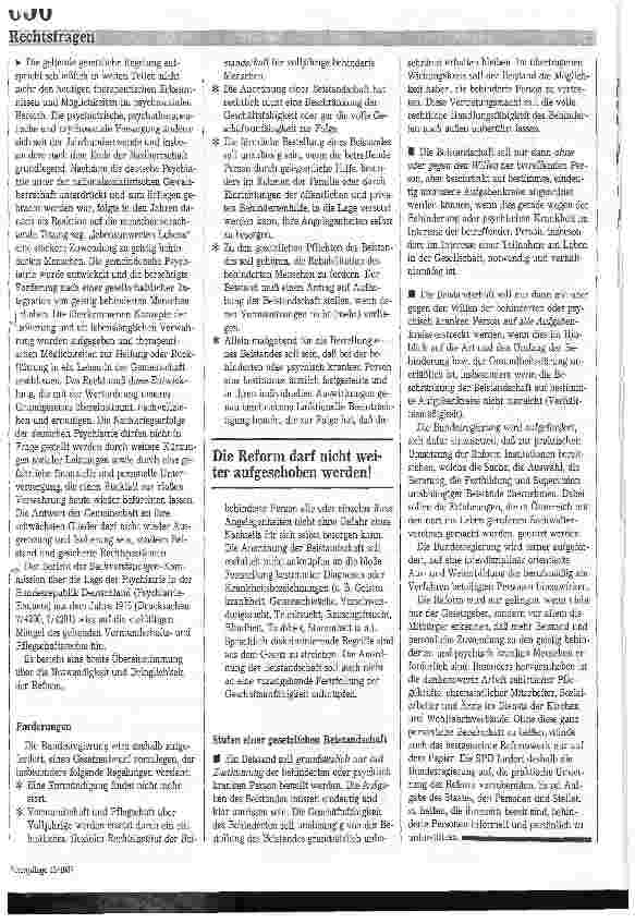 Vorschauseite 2: Beistand statt Totalentmündigung / Beistand und mehr Rechte für geistig behinderte und psychisch kranke Menschen
