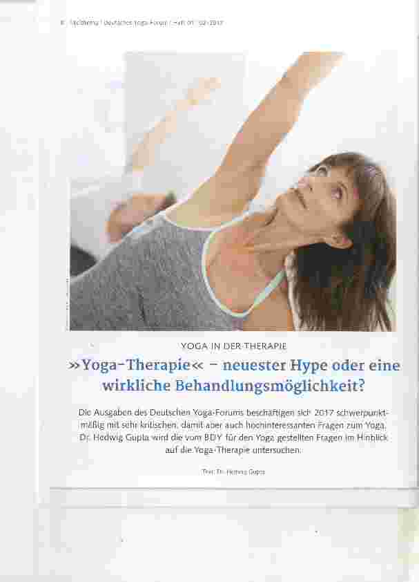 Vorschauseite 1: »Yoga-Therapie« neuester Hype oder eine wirkliche Behandlungsmöglichkeit?