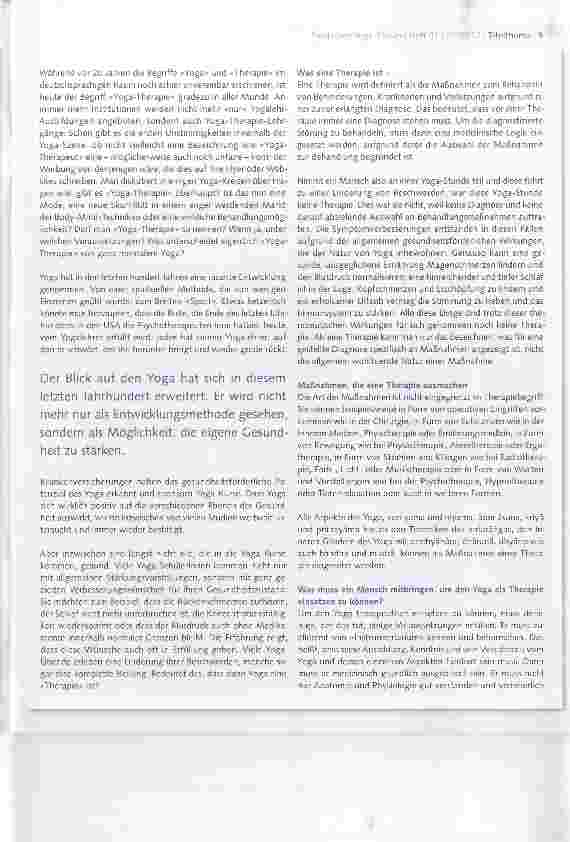 Vorschauseite 2: »Yoga-Therapie« neuester Hype oder eine wirkliche Behandlungsmöglichkeit?