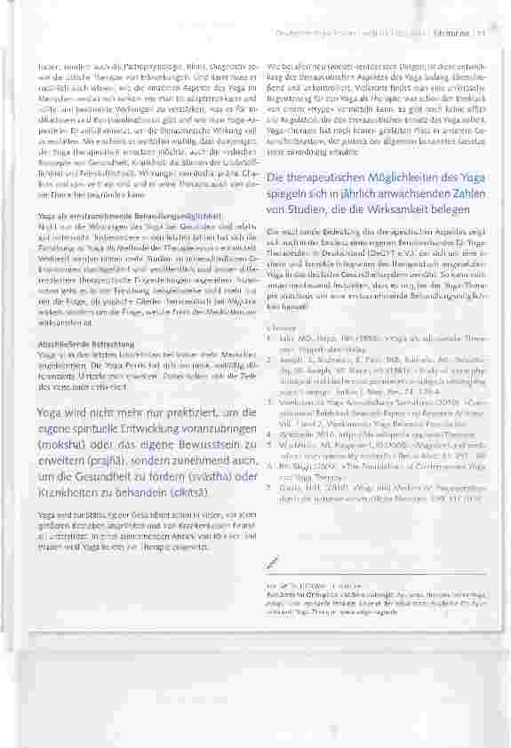 Vorschauseite 4: »Yoga-Therapie« neuester Hype oder eine wirkliche Behandlungsmöglichkeit?