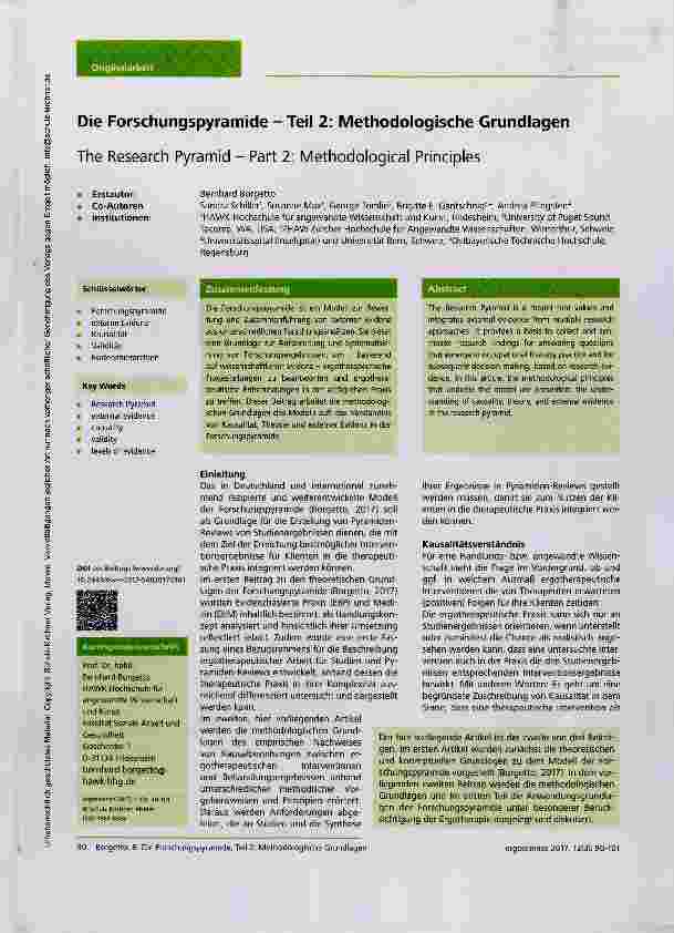 Vorschauseite 1: Die Forschungspyramide - Teil 2: Methodologische Grundlagen
