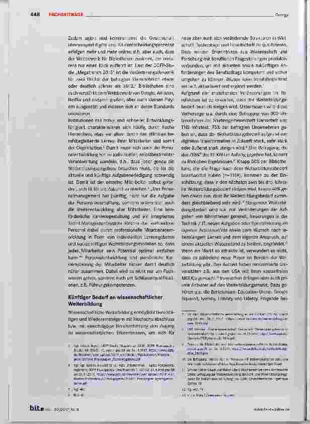 Vorschauseite 2: Die Zukunft der wissenschaftlichen Weiterbildung für Bibliothekare und Informationsspezialisten