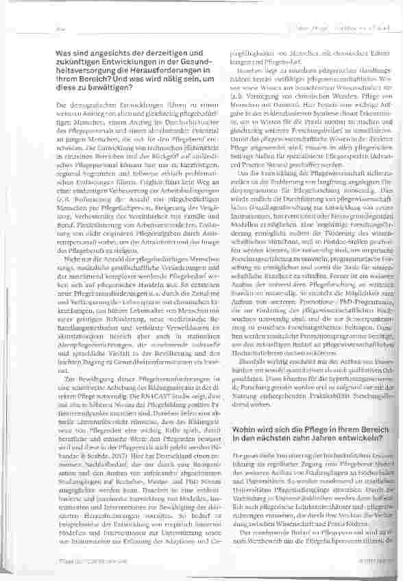 Vorschauseite 2: Entwicklung der Pflegewissenschaft durch die Etablierung von langfristig angelegten Förderprogrammen für Pflegeforschung sicherstellen