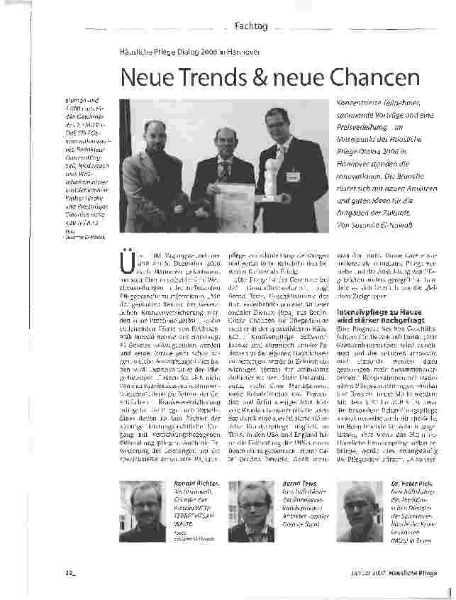 Vorschauseite 1: Häusliche Pflege Dialog 2006 in HannoverNeue Trends & neue Chancen