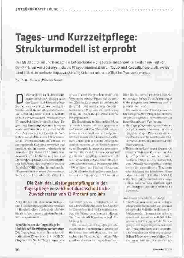 Vorschauseite 1: Tagesund Kurzzeitpflege: Strukturmodell ist erprobt