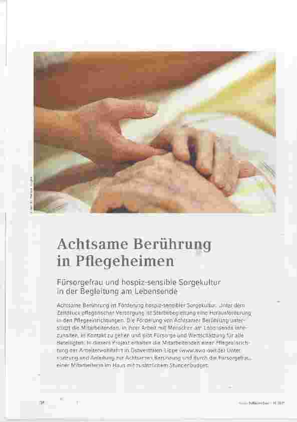 Vorschauseite 1: Achtsame Berührung in Pflegeheimen