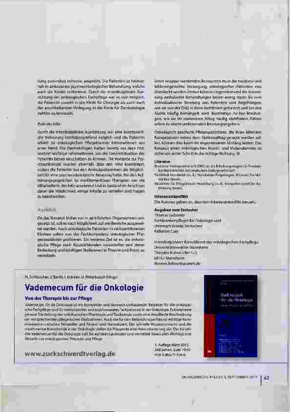 Vorschauseite 5: Interdisziplinärer Konsilund Visitendienst der onkologischen Fachpflege