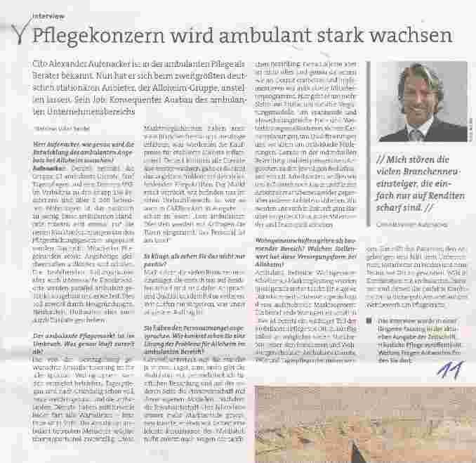 Vorschauseite 1: Pflegekonzern wird ambulant stark wachsen