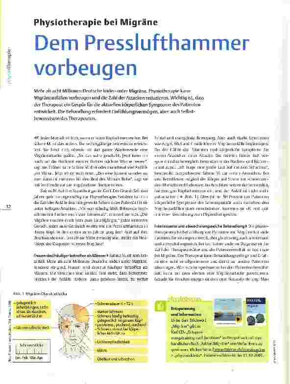 Vorschauseite 1: Physiotherapie bei Migräne Dem Presslufthammer vorbeugen