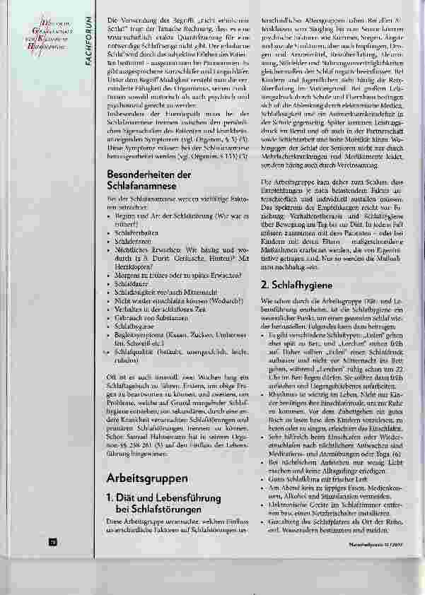 Vorschauseite 2: Bericht über den Workshop „Schlafstörungen“ beim Therapeutentreffen der DGKH 2017
