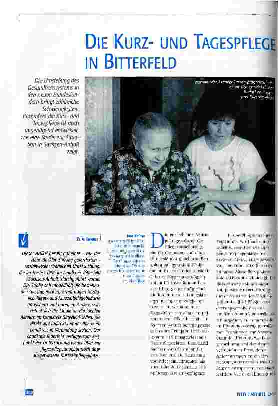 Vorschauseite 1: Die Kurzund Tagespflege in Bitterfeld