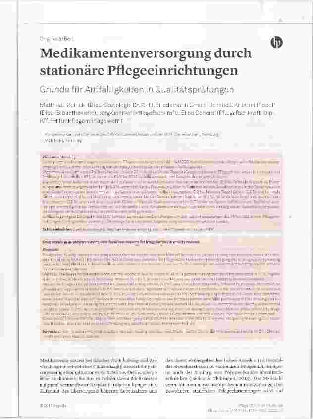 Vorschauseite 1: Medikamentenversorgung durch stationäre Pflegeeinrichtungen
