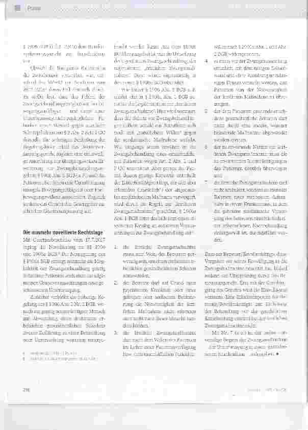 Vorschauseite 3: Ärztliche Zwangsmaßnahmen geistig Beeinträchtigter jetzt auch in Allgemeinkrankenhäusern möglich
