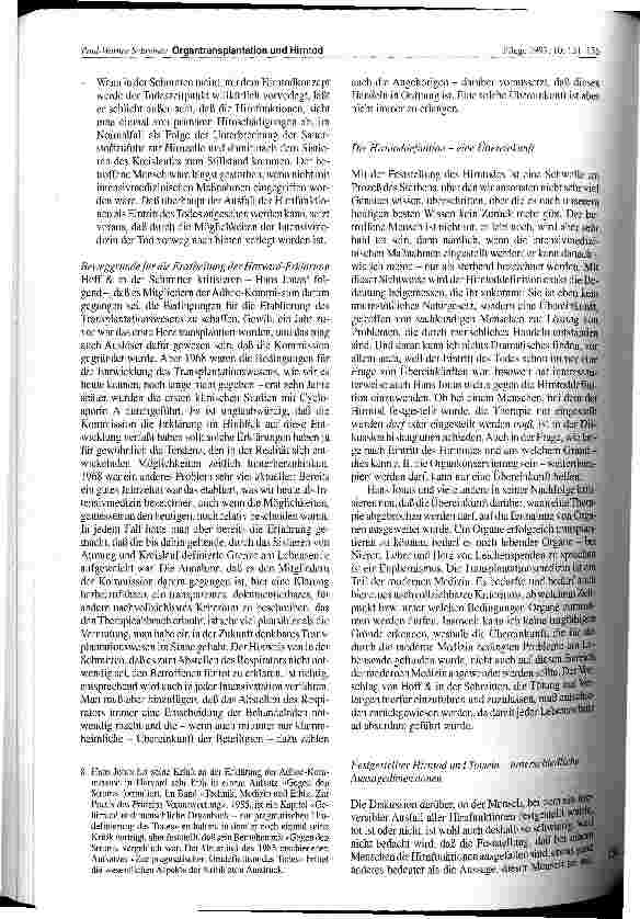 Vorschauseite 4: Organtransplantation und Hirntod Ein kritischer Beitrag zur Hirntoddefinition