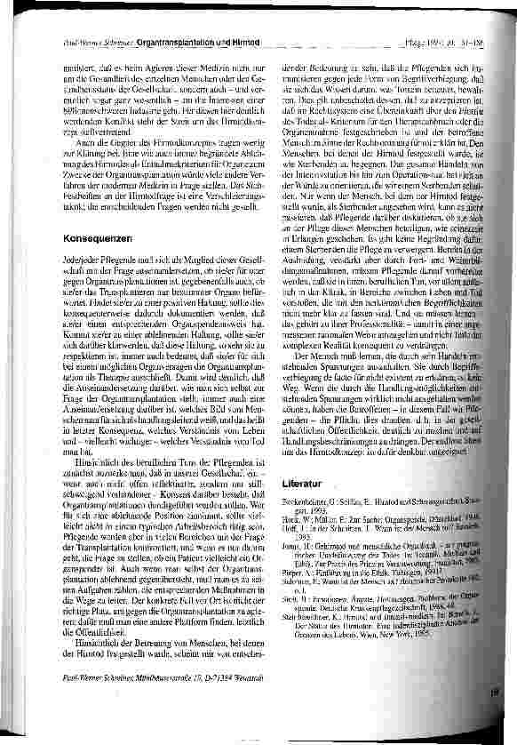Vorschauseite 6: Organtransplantation und Hirntod Ein kritischer Beitrag zur Hirntoddefinition