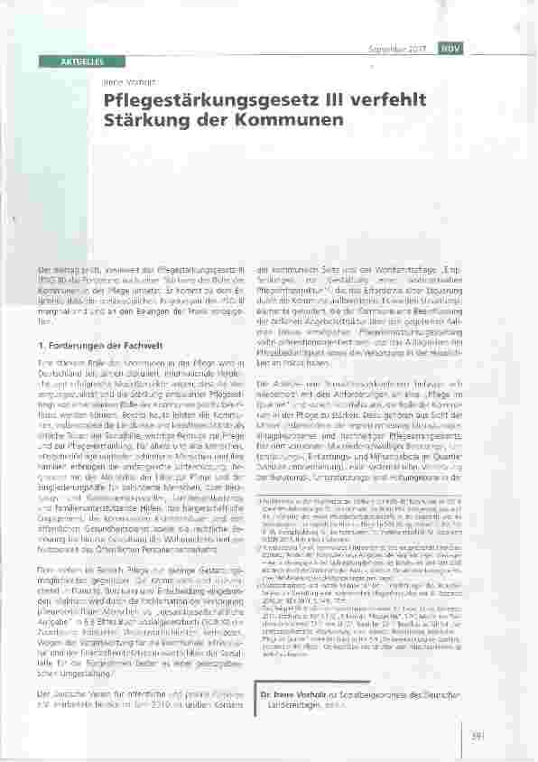 Vorschauseite 1: Pflegestärkungsgesetz III verfehlt Stärkung der Kommunen