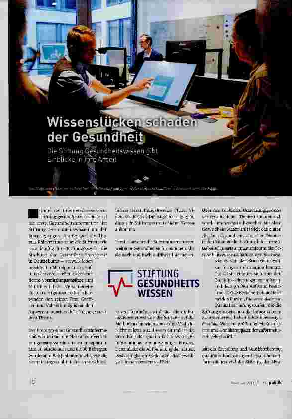 Vorschauseite 1: Wissenslücken schaden der Gesundheit