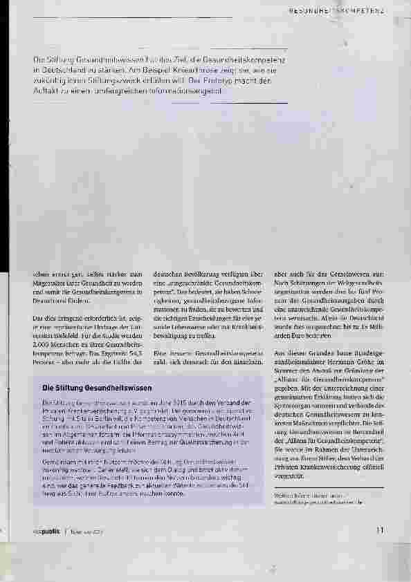 Vorschauseite 2: Wissenslücken schaden der Gesundheit
