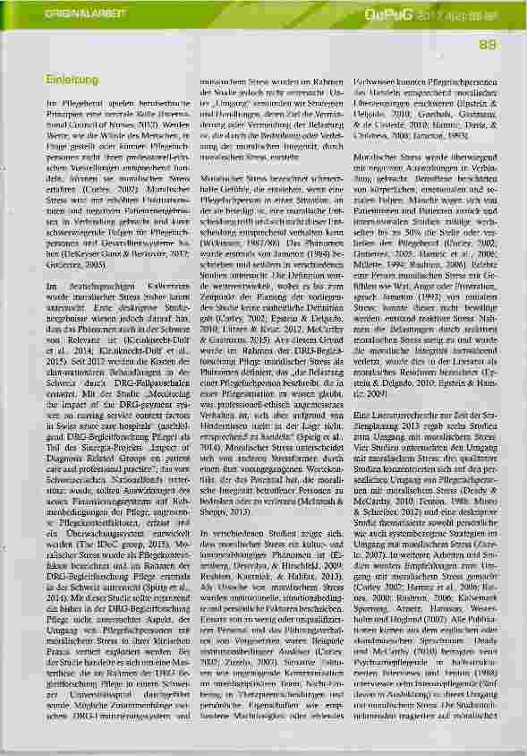 Vorschauseite 2: Umgang von Pflegefachpersonen mit moralischem Stress in einem Deutschschweizer Universitätsspital eine qualitative Studie