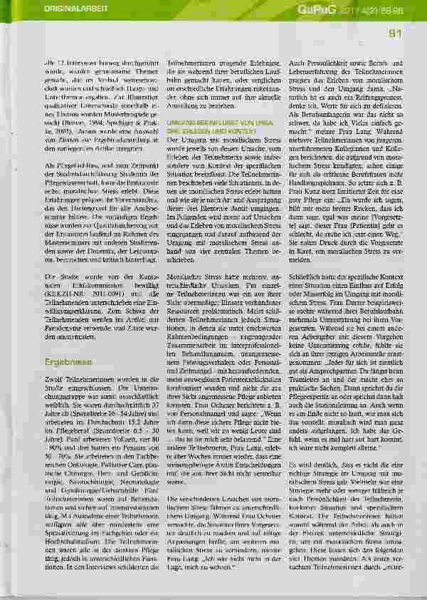 Vorschauseite 4: Umgang von Pflegefachpersonen mit moralischem Stress in einem Deutschschweizer Universitätsspital eine qualitative Studie