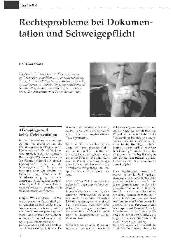 Vorschauseite 1: Rechtsprobleme bei Dokumentation und Schweigepflicht