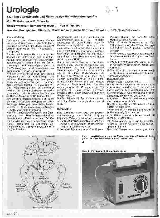 Vorschauseite 1: Urologie 13. Folge: Cystometrie und Messung des Harnröhrendruckprofils