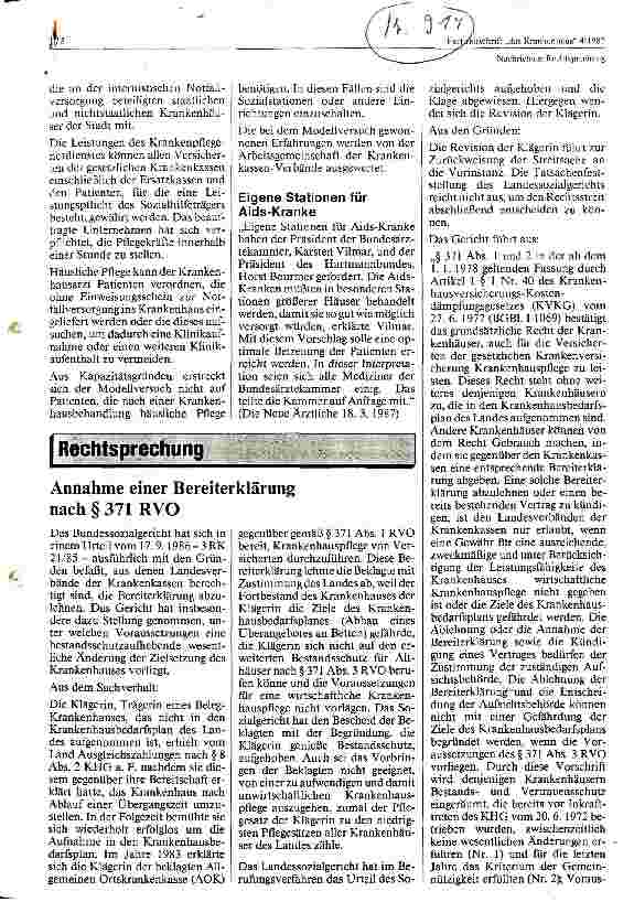 Vorschauseite 1: Annahme einer Bereiterklärung nach 371 RVO