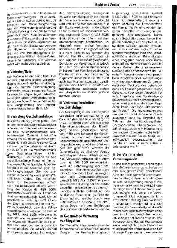 Vorschauseite 2: Das Zustandekommen von Behandlungsvertrag und Wahlleistungsvereinbarung