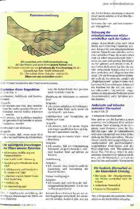 Vorschauseite 2: Elternarbeit an der Kinderklinik Glanzing