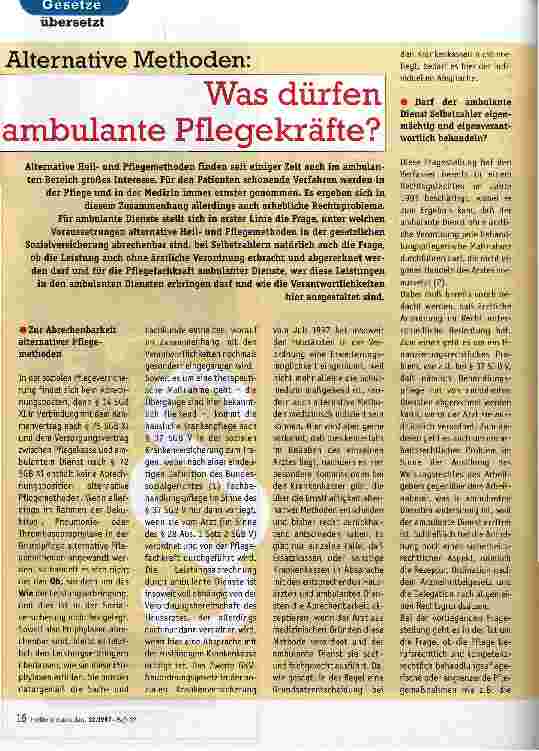 Vorschauseite 1: Alternative Methoden: Was dürfemn ambulante Pflegekräfte?