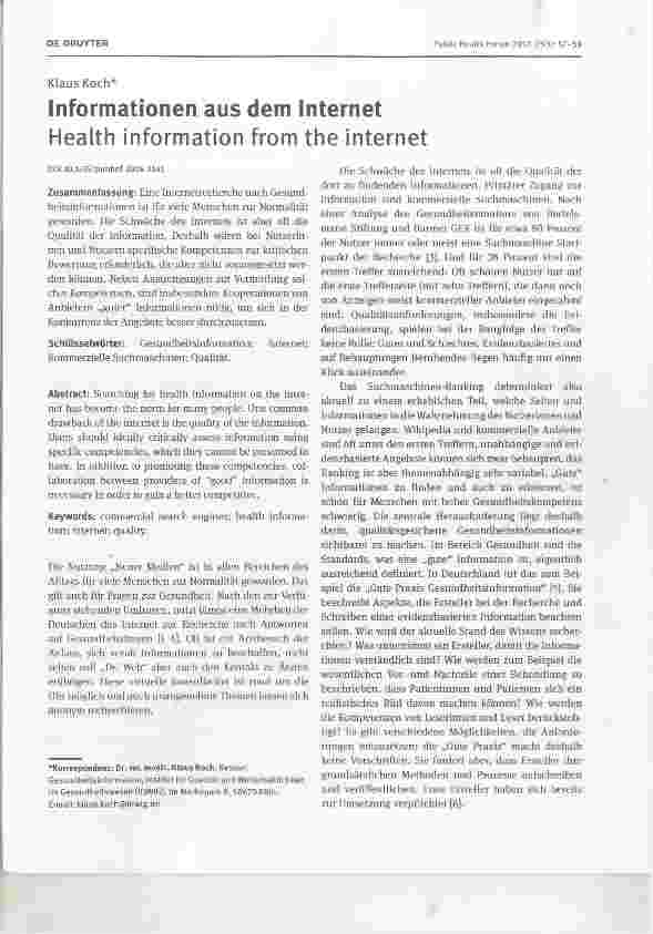 Vorschauseite 1: Informationen aus dem InternetHealth information from the internet