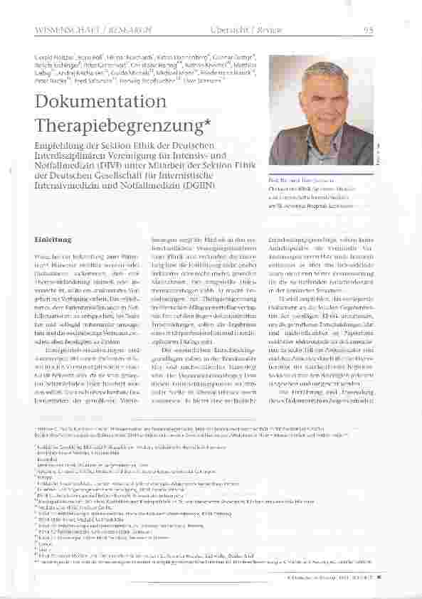 Vorschauseite 1: Dokumentation Therapiebegrenzung