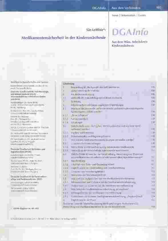Vorschauseite 1: Medikamentensicherheit in der Kinderanästhesie