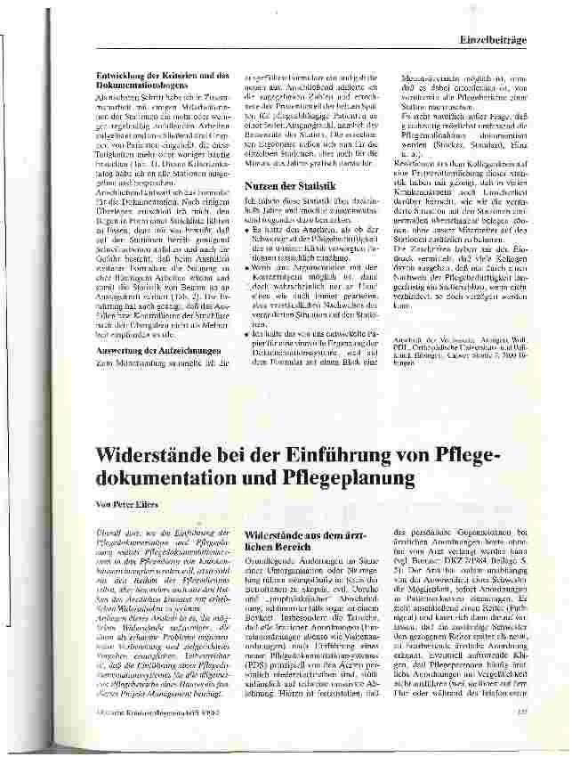 Vorschauseite 1: Widerstände bei der Einführung von Pflegedokumentation und Pflegeplanung